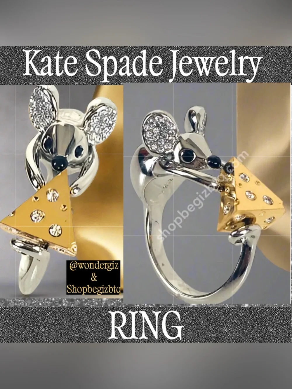 KATE SPADE Authentic Year Of The Rat Mouse And Cheese Ring Size 7